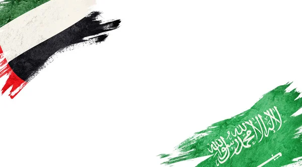 Flags of UAE and Saudi Arabia on White Background — Fotografie, imagine de stoc